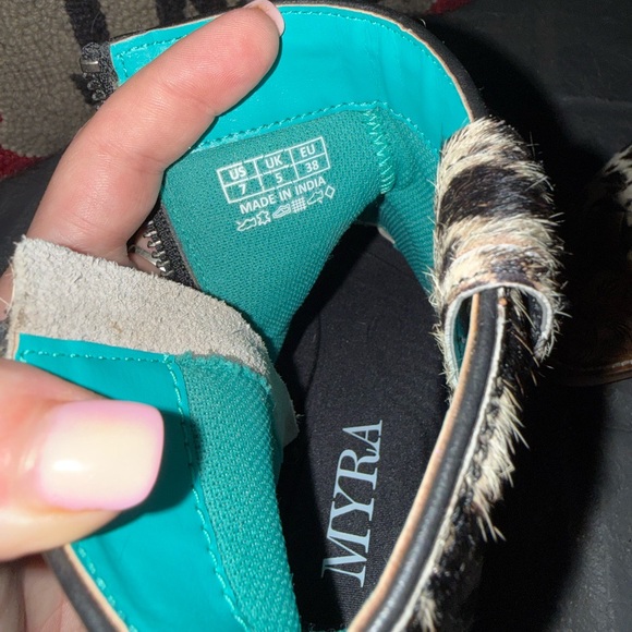 Myra Bag Spotted Cowhide and Tooled Leather Ankle Boots - Picture 6 of 6